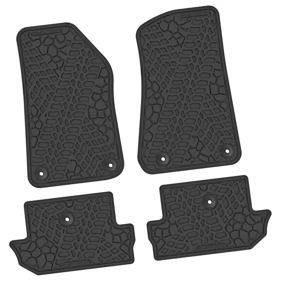 FlexTread Tire Tread/Scorched Earth Scene Front & Rear Floor Liners FlexTread Tire Tread/Scorched Earth Scene Front & Rear Floor Liners for 18-24 Jeep Wrangler JL 2-Door