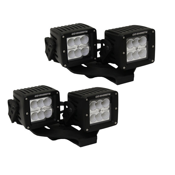 Go Rhino Dual 3" LED Cube Light Hood Mount Brackets Go Rhino 732231T Dual 3" LED Cube Light Hood Mount Brackets for 18-19 Jeep Wrangler JL & 2020 Jeep Gladiator JT