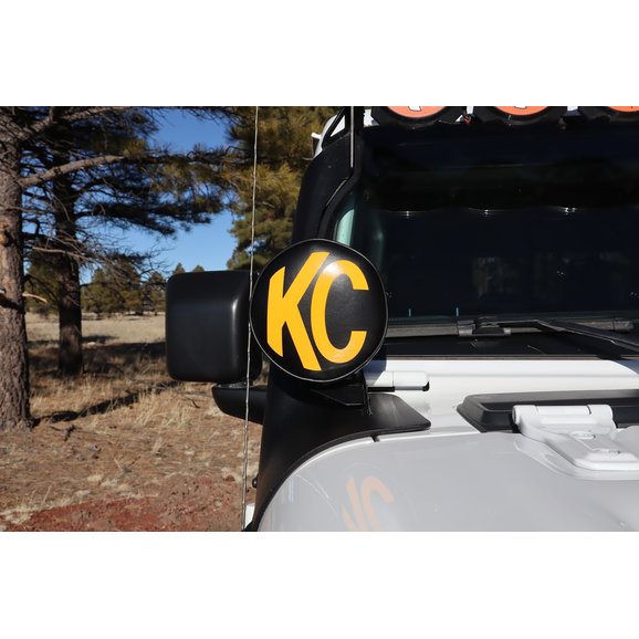 KC HiLiTES 5102 6" Vinyl Covers in Black with Yellow KC Logo Quadratec