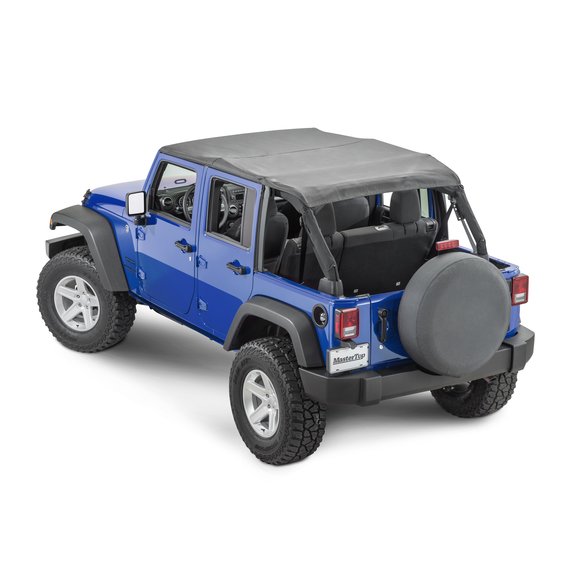 MasterTop Bimini Top Plus w/ Header in Black Diamond MasterTop 14310435 Bimini Top Plus w/ Header in Black Diamond for 07-18 Jeep Wrangler JK Unlimited 4-Door