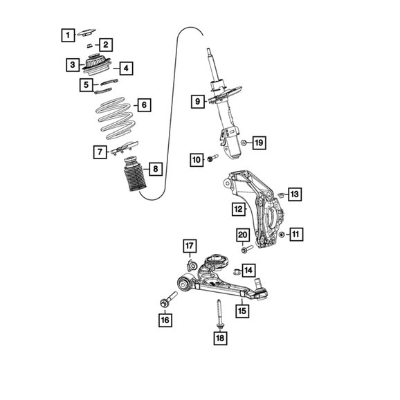 Mopar Front Suspension Retainer Mopar 05168088AA Front Suspension Retainer for 14-23 Jeep Cherokee KL with 2.0, 2.4L L4, & 3.2L V6 - Gas Engine