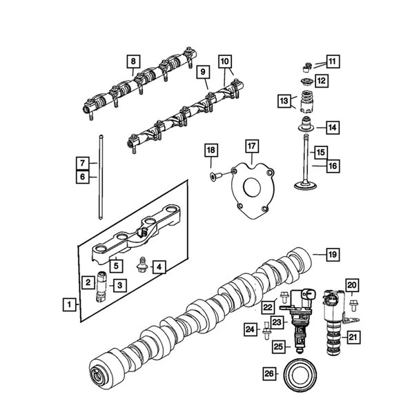 Mopar Engine Camshaft Mopar 53022372AA Engine Camshaft for 09-23 Jeep Grand Cherokee WK,WK2, & L & 09-10 Commander XK with 5.7L V8 - Gas Engine