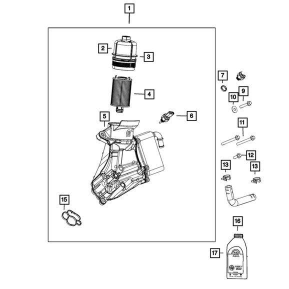 Mopar Engine Oil Filter Mopar 68507598AA Engine Oil Filter for 20-22 Jeep Wrangler JL & Gladiator JT