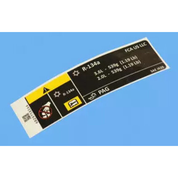 Mopar Air Conditioning System Label Mopar 6GP10CA1AB Air Conditioning System Label for 18-21 Jeep Wrangler JL & Gladiator JT