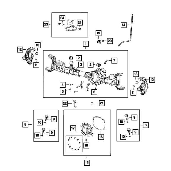 Mopar Axle Housing Mopar 68388729AB Axle Housing for 18-22 Jeep Wrangler JL