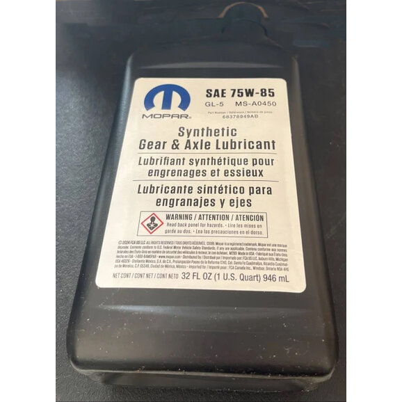 Mopar Gear Lubricant Mopar 68378949AB Gear Lubricant for 18-26 Jeep Wrangler JL & Gladiator JT