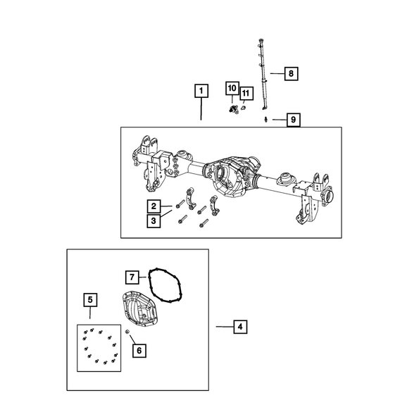 Mopar Rear Axle Housing Mopar 68639174AA Rear Axle Housing for 18-26 Jeep Wrangler JL