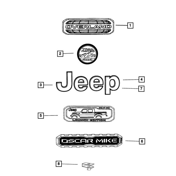 Mopar Tailgate Nameplate Mopar 68467213AA Tailgate Nameplate for 2020 Jeep Gladiator JT