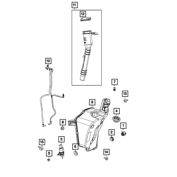 Mopar Washer Reservoir Filler Neck Mopar 68351570AD Washer Reservoir Filler Neck for 20-26 Jeep Wrangler JL & Gladiator JT