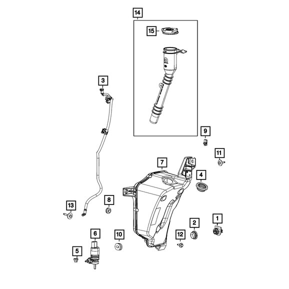 Mopar Windshield Washer Reservoir Mopar 68421922AB Windshield Washer Reservoir for 21-23 Jeep Wrangler JL & Gladiator JT