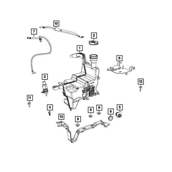 Mopar Windshield Washer Reservoir Mopar 68453672AA Windshield Washer Reservoir for 22-23 Jeep Wrangler JL Sport & Sport Unlimited