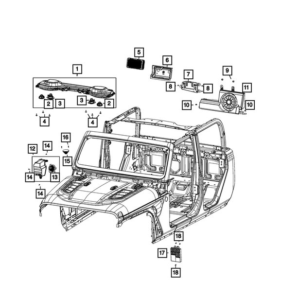 Mopar Woofer Speaker Mopar 68349843AC Woofer Speaker for 20-26 Jeep Gladiator JT