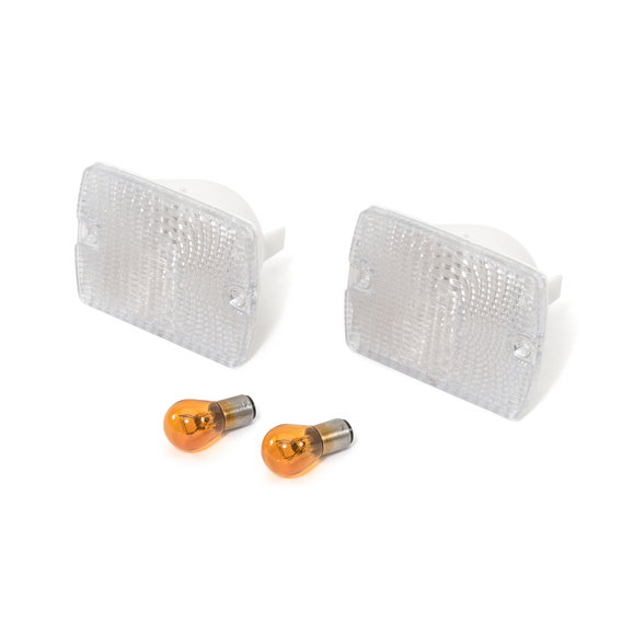 Crown Automotive Clear Front Turn Signal Lenses Crown Automotive RT28012 Clear Front Turn Signal Lenses for 87-93 Jeep Wrangler YJ