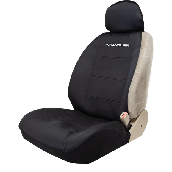 Plasticolor Wrangler Logo Sideless Neoprene Front Seat Cover Plasticolor 008630R01 Wrangler Logo Sideless Neoprene Front Seat Cover for Jeep Vehicles with Removable Headrests