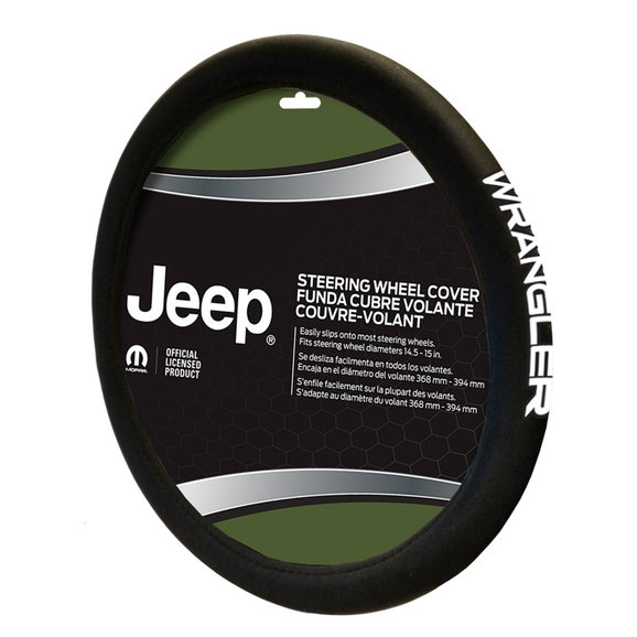 Plasticolor Wrangler Logo Neoprene Steering Wheel Cover Plasticolor 006712R01 Wrangler Logo Neoprene Steering Wheel Cover
