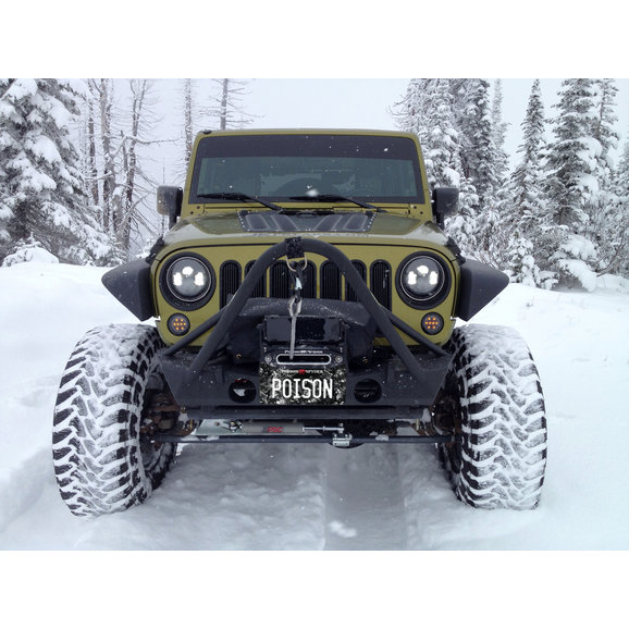 Poison Spyder Brawler Lite Front Bumper with Trail Stinger, Tube Gussetts & D-Ring Tabs Poison Spyder 17-59-010-DST Brawler Lite Front Bumper with Trail Stinger, Tube Gussetts & D-Ring Tabs for 07-18 Jeep Wrangler JK