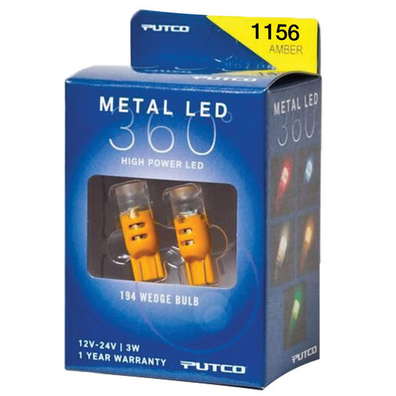 Putco Metal 360 LED 1156 Amber Front Turn Signal Lamp Bulbs Putco 341156A-360 Metal 360 LED 1156 Amber Front Turn Signal Lamp Bulbs for 45-86 Jeep CJ Series