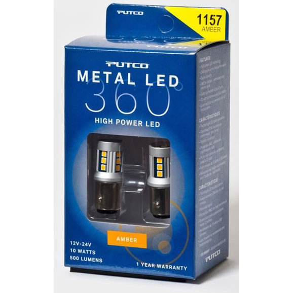 Putco Metal 360 LED 1157 Amber Front Turn Signal Lamp Bulbs Putco 341157A-360 Metal 360 LED 1157 Amber Front Turn Signal Lamp Bulbs for 97-06 Jeep Wrangler TJ