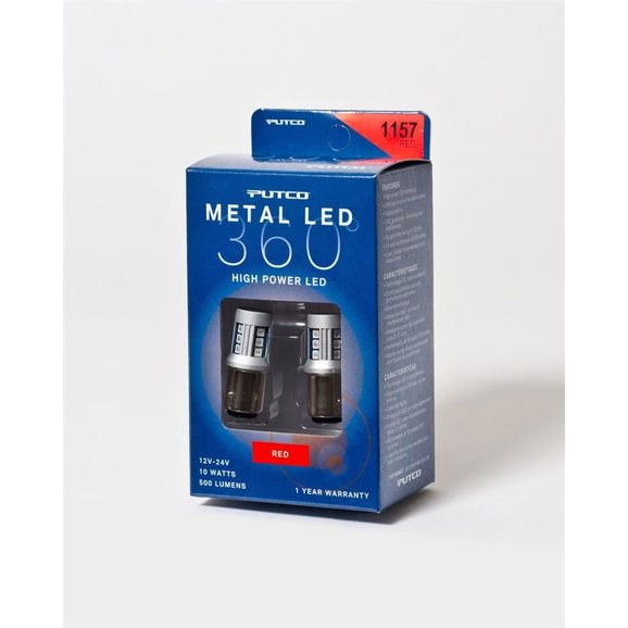 Putco Metal 360 LED 1157 Red Rear Turn Signal Lamp Bulbs Putco 341157R-360 Metal 360 LED 1157 Red Rear Turn Signal Lamp Bulbs for 97-06 Jeep Wrangler TJ