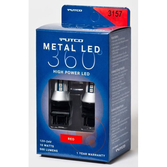 Putco Metal 360 LED 3157 Red Rear Turn Signal Lamp Bulbs Putco 343157R-360 Metal 360 LED 3157 Red Rear Turn Signal Lamp Bulbs for 07-21 Jeep Wrangler JK, JL, & Gladiator JT