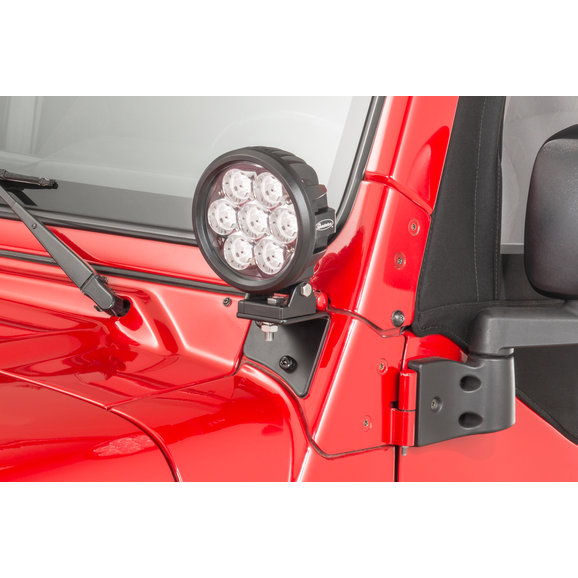 Quadratec 6" Round LED Lights with Wiring Harness & Windshield Mount