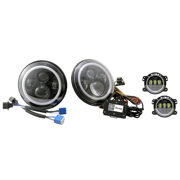 Quake LED Tempest Halo RGB 7" LED Headlights with 4" HD Fog Lights Quake LED QTE781 Tempest Halo RGB 7" LED Headlights with 4" HD Fog Lights for 07-18 Jeep Wrangler JK