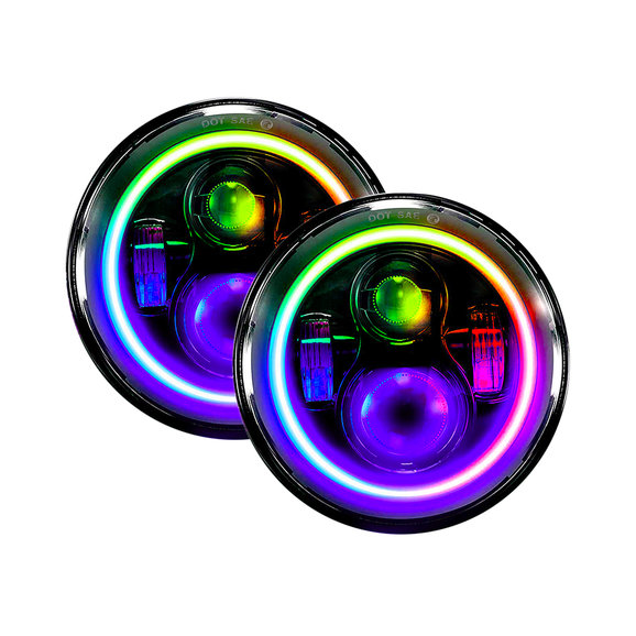 Quake LED Tempest Halo RGB 7" LED Headlight Kit Quake LED QTE902 Tempest Halo RGB 7" LED Headlight Kit for Jeep Wrangler JK, TJ & CJ