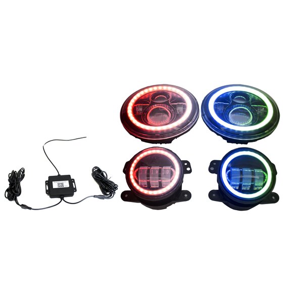 Race Sport Lighting ColorSMART Combo Complete RGB Multi-Color Headlight & Fog Light Kit Race Sport Lighting ColorSMART Combo Complete RGB Multi-Color Headlight & Fog Light Kit for 97-18 Jeep Wrangler TJ & JK