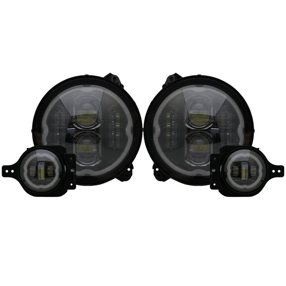 Race Sport Lighting  9in Adapted Headlight & 4in Foglight ColorSMART Combo Complete RGB Multi-Color Kit for 18-25 Jeep Wrangler JL & Gladiator JT