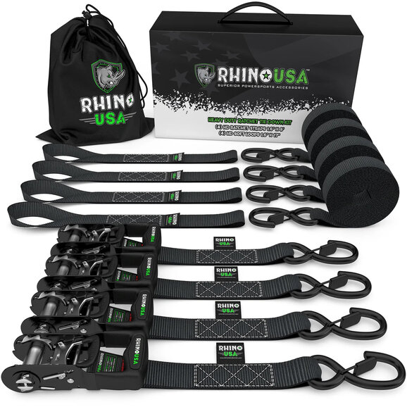 Rhino USA 1.6" x 15' Heavy Duty Ratchet Tie-Down - 4-Pack Rhino USA  1.6" x 15' Heavy Duty Ratchet Tie-Down - 4-Pack