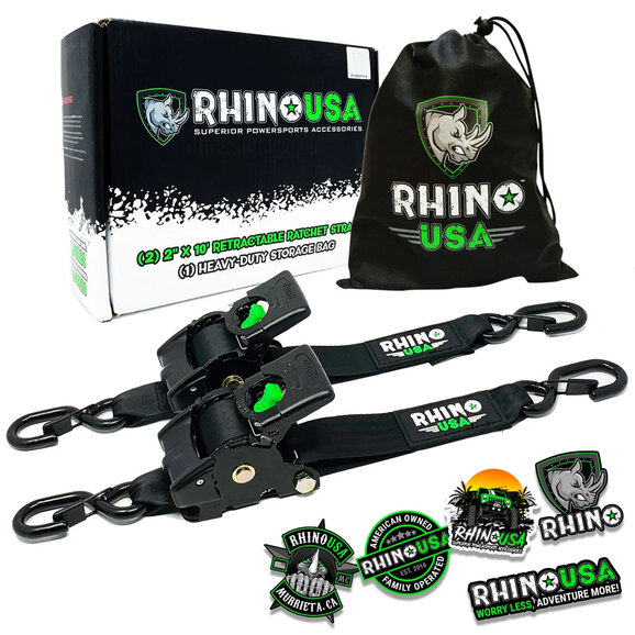 Rhino USA 2" x 10' Retractable Ratchet Straps Rhino USA  2" x 10' Retractable Ratchet Straps