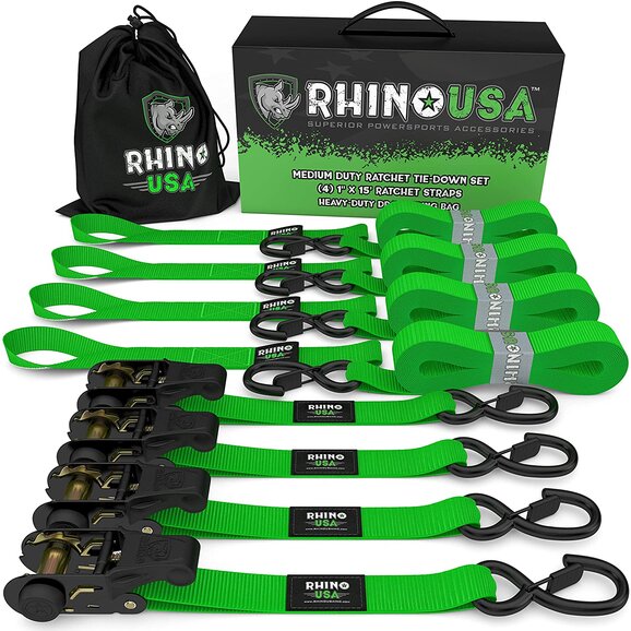Rhino USA  Medium Duty 1" x 15' Ratchet Tie-Down Set 