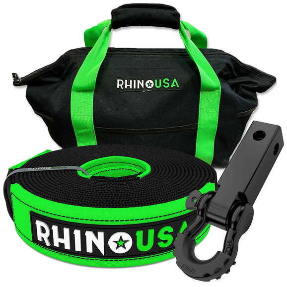 Rhino USA Tow Strap & Shackle Hitch Receiver Combo Rhino USA  Tow Strap & Shackle Hitch Receiver Combo