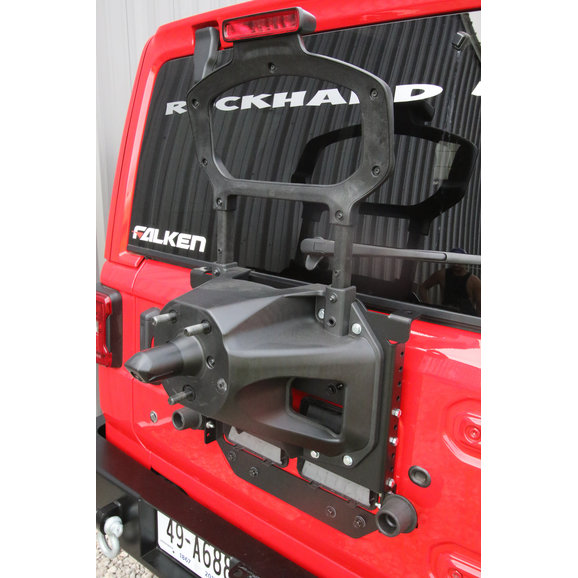 Rock Hard 4X4 Adjustable Spare Tire Carrier with CB Antenna Mount Rock Hard 4X4 RH-90347 Adjustable Spare Tire Carrier with CB Antenna Mount for 18-19 Jeep Wrangler JL