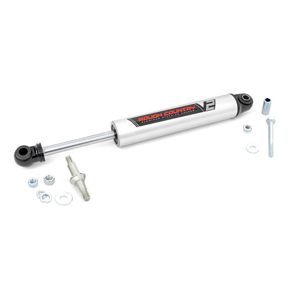 Rough Country V2 Steering Stabilizer Rough Country 8731770 V2 Steering Stabilizer for 84-06 Jeep Wrangler YJ, TJ, Cherokee XJ, Grand Cherokee ZJ & WJ