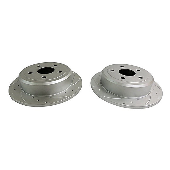 Crown Automotive Rear Drilled & Slotted Rotor Set Crown Automotive RT31026 Rear Drilled & Slotted Rotor Set for 07-18 Jeep Wrangler JK