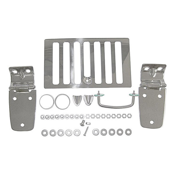 Crown Automotive Stainless Steel Hood Set Crown Automotive RT34059 Stainless Steel Hood Set for 98-06 Jeep Wrangler TJ