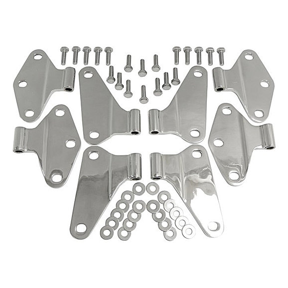 Crown Automotive Stainless Steel Door Hinge Bracket Set Crown Automotive RT34069 Stainless Steel Door Hinge Bracket Set for 07-18 Jeep Wrangler JK 4 Door