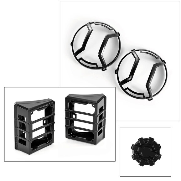 Rugged Ridge Elite Headlight and Tail Light Guards with Free Fuel Cap Rugged Ridge 11230.91 Elite Headlight and Tail Light Guards with Free Fuel Cap for 07-18 Jeep Wrangler JK