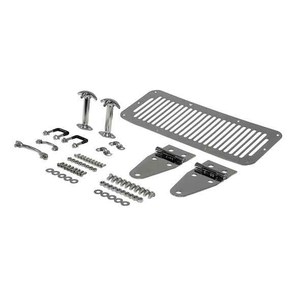 Rugged Ridge Stainless Steel Hood Kit Rugged Ridge 11101.01 Stainless Steel Hood Kit for 78-95 Jeep CJ & Wrangler YJ