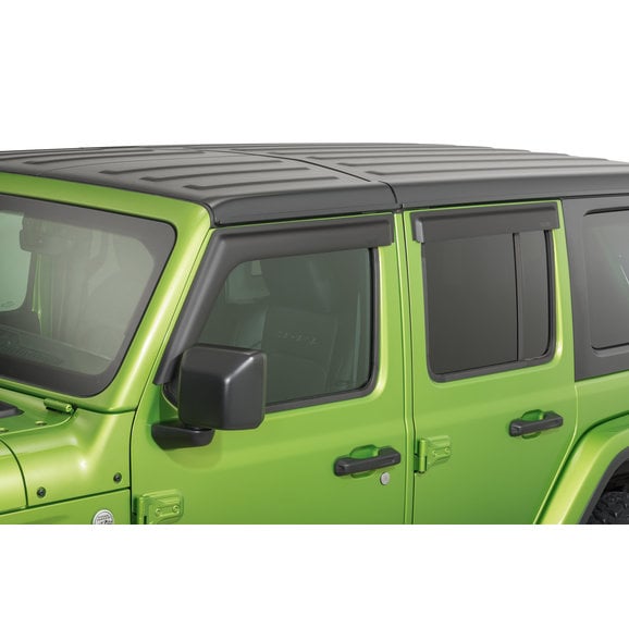Rugged Ridge Front and Rear Window Visors in Matte Black Rugged Ridge 11349.17 Front and Rear Window Visors in Matte Black for 18-20 Jeep Wrangler JL Unlimited and Gladiator JT