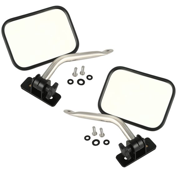 Rugged Ridge Stainless Steel Rectangular Quick Mirrors Rugged Ridge 11026.12 Stainless Steel Rectangular Quick Mirrors for 97-18 Jeep TJ, JK & Unlimited