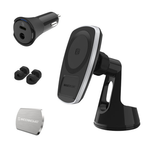 Scosche MagicMount Pro Charge 4 QI-Wireless Magnetic Smartphone/GPS Dash or Windshield Mount Scosche MPQ4WD-XTSP MagicMount Pro Charge 4 QI-Wireless Magnetic Smartphone/GPS Dash or Windshield Mount