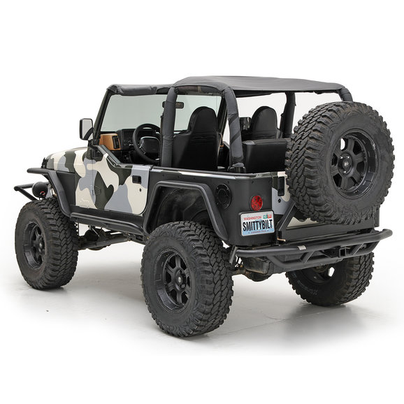 Smittybilt Rear SRC Bumper with 2" Receiver & Swing Away Tire Carrier in Textured Black Smittybilt Rear SRC Bumper with 2" Receiver & Swing Away Tire Carrier in Textured Black for 87-06 Jeep Wrangler YJ, TJ, & TJ Unlimited
