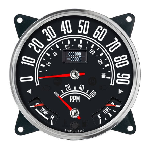 Speedhut 5-1/2" Speedometer Cluster 90 MPH + 140 KM/H GPS + 6K RPM Tachometer Speedhut R55-QG4T-CJ 5-1/2" Speedometer Cluster 90 MPH + 140 KM/H GPS + 6K RPM Tachometer for 55-86 Jeep CJ-5, CJ-6, CJ-7 & CJ8
