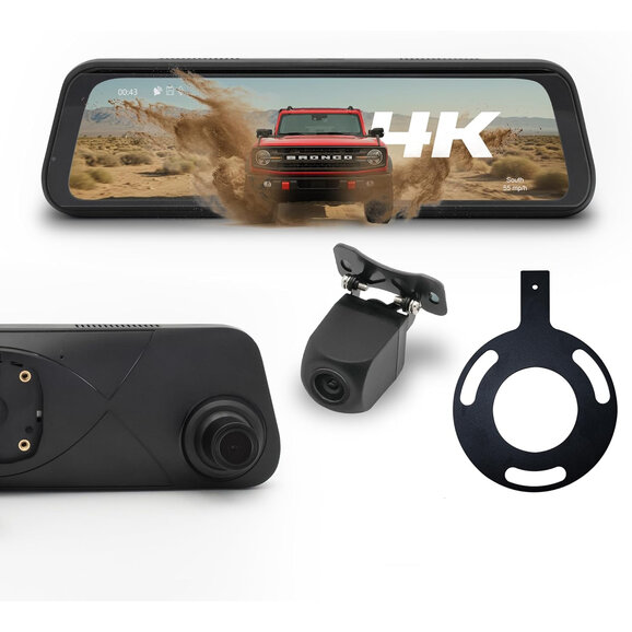 Stinger Off-Road 9.66" 4K RearView DVR Monitor Mirror with Front & Rear Camera Kit Stinger Off-Road STR4KBR 9.66" 4K RearView DVR Monitor Mirror with Front & Rear Camera Kit for 21-26 Ford Bronco