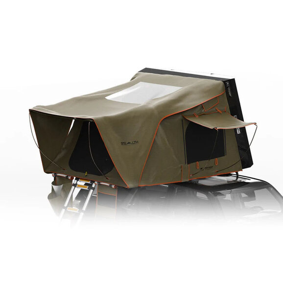 Tuff Stuff Overland Stealth Hardshell Rooftop Tent, 3 Person, in Black Tuff Stuff Overland TS-RTT-STLTH Stealth Hardshell Rooftop Tent, 3 Person, in Black