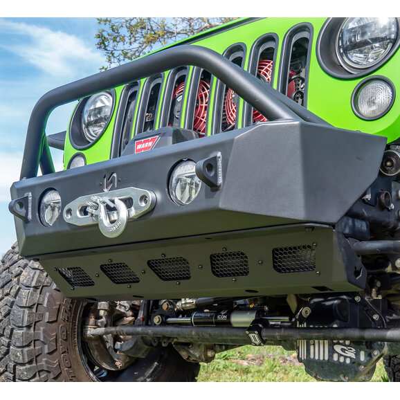 Turn Offroad Front Stubby Bumper with Skid Plate & Recessed Winch Mount Turn Offroad JPFB-03 Front Stubby Bumper with Skid Plate & Recessed Winch Mount for 07-26 Jeep Wrangler JK, JL & Gladiator JT