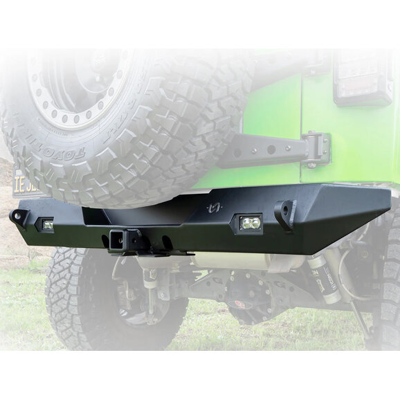 Turn Offroad Rear Bumper with LED Pod Lights & Receiver Hitch Turn Offroad JKRB-03 Rear Bumper with LED Pod Lights & Receiver Hitch for 07-18 Jeep Wrangler JK