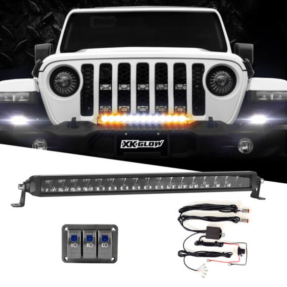 XKGLOW 20" Fog & Strobe with High Beam LED Razor SAE Light Bar Kit XKGLOW XK064020-DFS-KIT 20" Fog & Strobe with High Beam LED Razor SAE Light Bar Kit